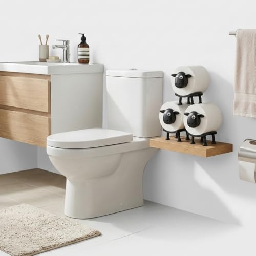 3 Pcs Black Sheeps Toilet Paper Holder NeteHon Ecorative Cute Sheep Toilet Tissue Storage Stand Unique Bathroom Decor & Fun Housewarming Gift