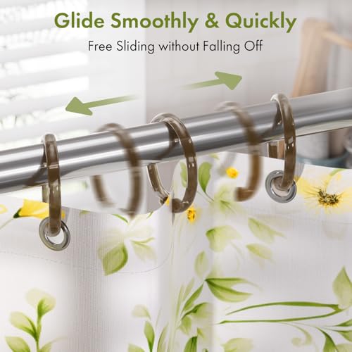 Amazer Plastic Shower Curtain Rings, 24 Pcs Shower Curtain Hooks, O Shape Amber Brown Shower Curtain Hooks Rings, Easy to Snap Closure, Shower Hooks for Shower Curtain and Liner Bathroom - color: Amber Brown, size: 24 Pack