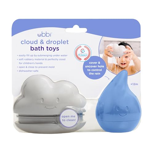 Ubbi Cloud and Droplet Silicone Bath Toys for Baby and Toddler, Rain Effect Water Squeeze Toys, Muted Color, Fun Interactive Bath Time Toys, Set of 2 - color: Cloud and Droplet