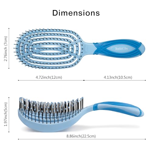 NuWay® DoubleC® Pro Professional Detangling Hair Brush – Patented Double Curve Scalp Care Brush for Gentle Detangling, Blow-Dry Styling & Wet or Dry Hair (Azure Blue) - color: Azure Blue