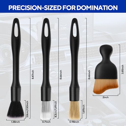 7PCS Car Detailing Brush Kit - Ultra Soft Boars Hair Car Interior Detailing Brushes, Includes 4 Different Brushes, Multi-use for Cleaning Interior or Exterior - Perfect Car Accessory Gift - size: 7PCS-A