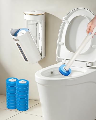 Disposable Toilet Cleaning System, Toilet Bowl Cleaner Wand and 8 Refills, Toilet Brush and Holder Set(Wall Mounted), Bathroom and Toilet Cleaning Scrubber Kit - color: Toilet Brush and Holder Set (8 Refills)