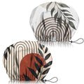 2 PCS Shower Cap Adjustable Reusable Double Waterproof Layer Elastic Hair Bath Cap Cute Aesthetic for Women Girls-Leaf - color: I6-Leaf