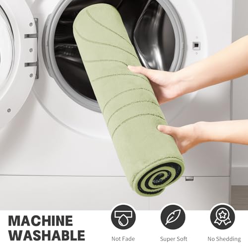 YIHOUSE Green Bathroom Rug Set 2 Pieces, Soft Non Slip Memory Foam Bath Mats, Extra Thick, Machine Washable - color: Green-2, size: 2 PC