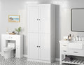 Palace Imports Solid Wood Tall Bathroom Pantry Cabinet with 4 Shaker Doors & Adjustable Shelves, White - 100% Eco-Friendly, Renewable, Space-Saving Storage, 71.5" H x 32" W, Made in Brazil - color: White