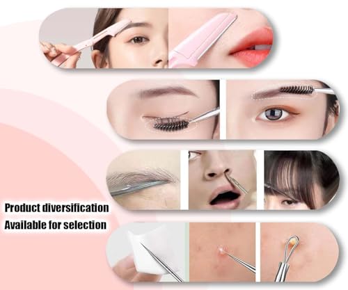Tweezers for Women Facial Hair Eyebrow Kit Tweezer Set Pink | Removal Tweezers Professional [9+1 PCS] Professional Stainless Steel Women &Men,Black Beauty Sets - color: Pink