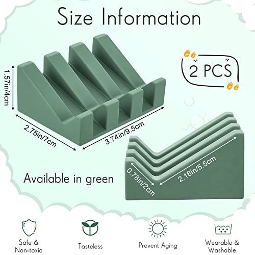 Cunhill 2 Pieces Silicone Soap Dish Self Draining Soap Dish Shower Waterfall Bar Soap Holder Tray with Drain Soap Saver for Kitchen Bathroom Accessories (Light Green) - color: Light Green