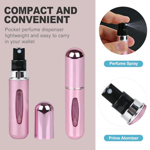 CoguZed 4 Pack 5ml Refillable Perfume Atomizer Empty Bottles, Travel Size Cologne Dispenser with Visual Window, Bottom Fill Mini Scent Spray Pump for Men and Women