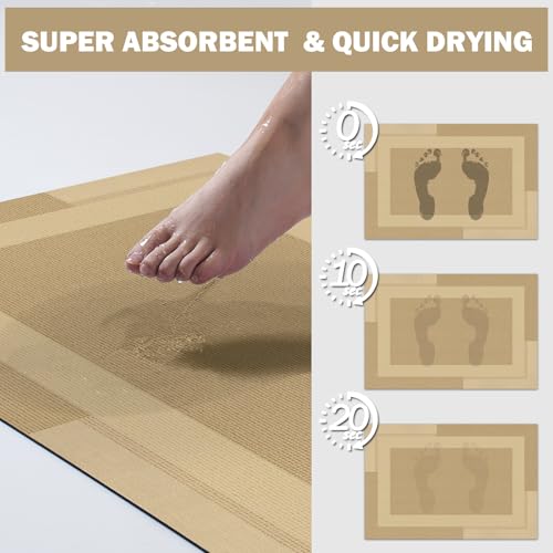 YDKGL Non Slip Bath Mat, Rubber Backing Ultra Thin Bathroom Rugs Fit Under Door Quick Dry Super Absorbent Washable Bath Rug Shower Mat for Bathroom Floor Bathtub Shower Sink, Easy Care Brown 16"x 24" - color: A- Brown, size: 16" x 24“