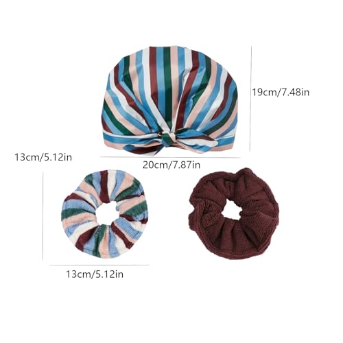 Reusable Shower Cap for Women: Adjustable Waterproof Bath Cap with Elastic Band & Bowknot, Extra Large Spa Shower Bonnet Hair Protector, Salon Quality Hair Hat Gift Set - color: Multicolor 1