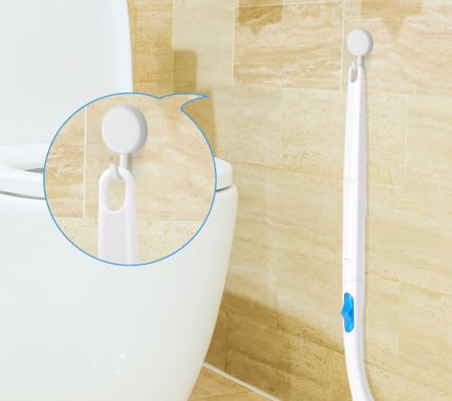 Disposable Toilet Bowl Brush Holder System, Fresh Refills for Bathroom Scrubber, 1 Toilet Brush+1 Holder+1 Cleaning Glove+12 Refills - color: Complete - 12 Refills (Brush & Holder)