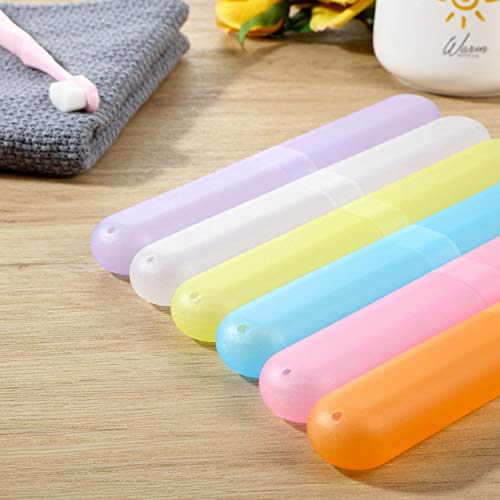 Boao 20 Pcs Travel Toothbrush Case Holder Portable Toothbrush Storage Container Classroom Pencil Case for Kids Assort Color Plastic Toothpaste Cover Protector for Back to School Use (Bright Color) - color: Bright Color