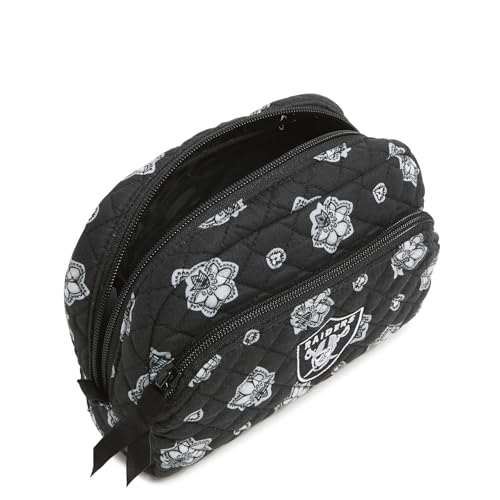 Vera Bradley Women's Cotton Nfl Medium Cosmetic Makeup Organizer Bag (Multiple Teams Available) - color: Silver/Black Bandana With Las Vegas Raiders, size: One Size