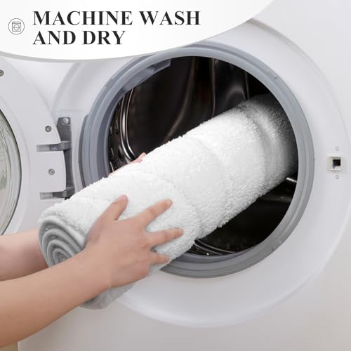 Bsmathom Bathroom Rugs Sets 3 Piece, Soft Non Slip Microfiber Bath Mat and U-Shaped Contour Toilet Rug, Machine Washable Absorbent Shaggy Bathroom Set, White - color: White
