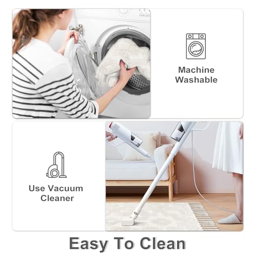 Uphome Boho Bathroom Runner Rug 2' x 4.3', Washable Woven Cotton Bedroom Rug Runners, Beige Aesthetic Tufted Entryway Runner Rugs, Bohemian Tribal Throw Rugs for Bedside Living Room Laundry Kitchen - color: Beige, size: 2' x 4.3' (Runner)