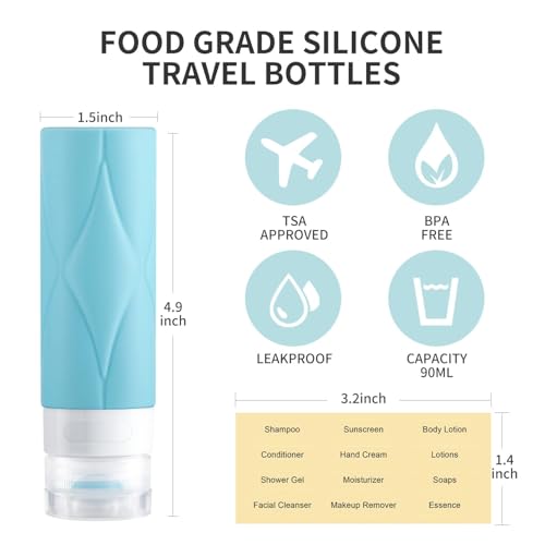 5 Pack Travel Bottles, Leak Proof TSA Approved Travel Size Containers (60ML 5PACK)