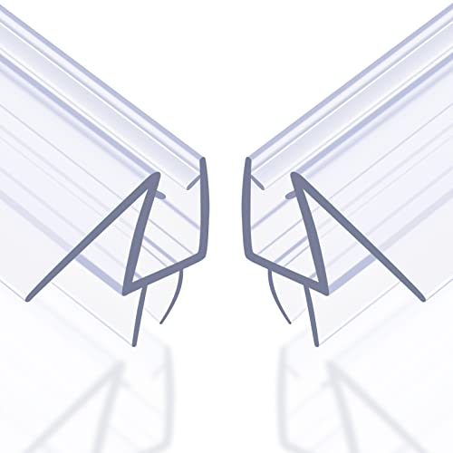 Shower Door Bottom Seal with Sweep 2Pack, 39"(990mm) Length PVC Clear Strips for 1/2"(10mm) Thick Frameless Glass Door, to Stop Water Leaking - size: 1/2"(12mm), 2-Pack, 39" Long