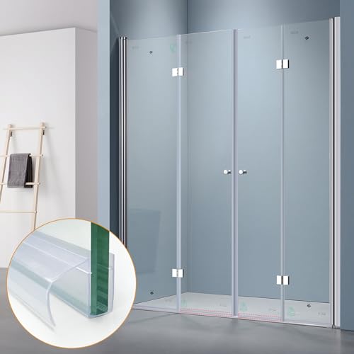 Bathroom Shower Glass Door Bottom Seal Strip, 2PCS 36 Inch Long Clear PVC Seal Strips for 3/8"(10mm) Thick Framless Glass Door Panel - style: 3/8"(10mm) X 36"