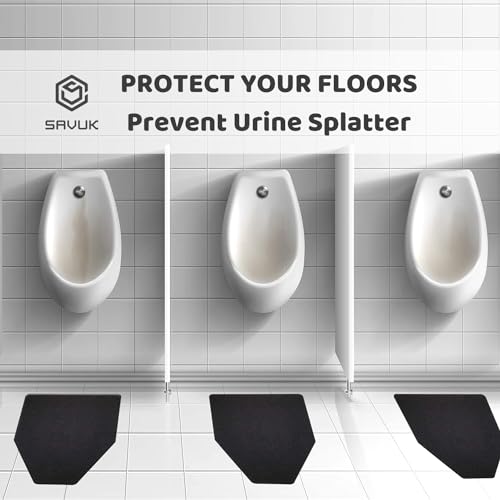 SAVUK Urinal Mats Non-Slip Non-Adhesive Water Absroption Bathroom, Restaurant, Gym, Restroom Toilet Floor Pad for Men and Women Hexagon Shaped Dark Gray Commercial Splash (1 PACK) - style: 1 PACK