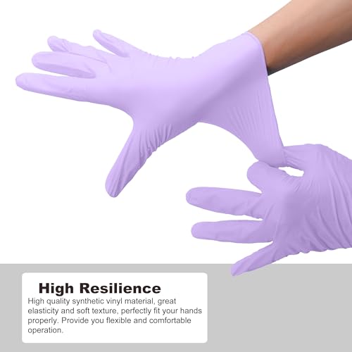 Disposable Gloves Medium, Nitrile and Vinyl Blend Material Gloves, Latex Free, 4 Mil 200 Pc Food Grade Glove for Cleaning, Food Prep, Hair Dye, Tattoo, Purple - color: Purple, size: Medium-200pc