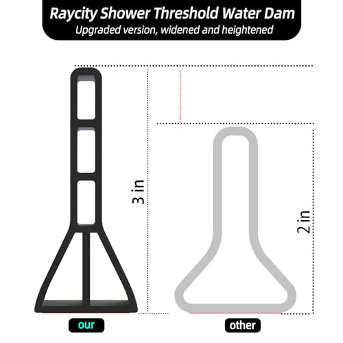 Raycity 3" High Shower Threshold Water Dam 67 IN Collapsible Shower Water Splash Guard for Curbless Shower Threshold Barrier Water Stopper for Wet and Dry Separation Bathroom and Kitchen (Black) - color: Black, style: 67 inch