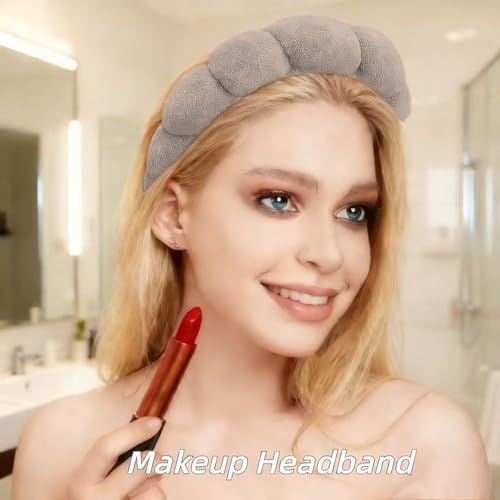 7 Pcs Spa Set, Facial Headband and Wristband Set, Skincare Accessories, College Style Girl Idea Gifts, Hair Accessories for Women and Girls（Light Coffee ） - color: Light Coffee