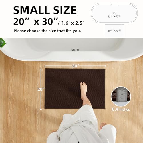 TYUU Bathroom Rugs Non Slip Washable, Super Absorbent Thin Bath Mat Small Quick Dry Low Pile Bathroom Rug, Brown 20"x30" - color: Brown01, size: 1'8" X 2'6" (Rectangular)