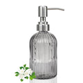 14Oz Gray Soap Dispenser Bathroom, Clear Glass Hand Soap Dispensers with Stainless Steel Pump, Refillable Dish Soap Dispenser for Kitchen, Countertop Soap Dispensers - color: Gray