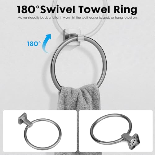 5 Pieces Brushed Nickel Bathroom Hardware Set,Wall Mounted 23.6 inch Towel Bar Set,Towel Rack Set,Toilet Paper Holder, Bathroom Accessories Set - color: Brushed Nickel