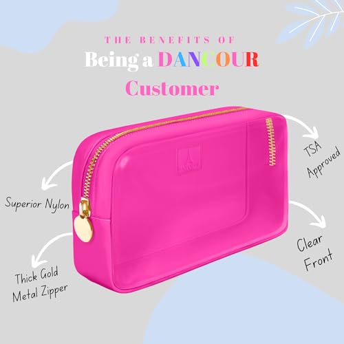 DANCOUR Clear Makeup Bag Mini Makeup Bag for Purse Mini Pouch Purse Clear Small Cosmetic Pouch Cosmetic Travel Case (Small, Hot Pink) - color: Hot Pink, style: Small