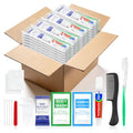 100 Sets Personal Hygiene Kit Bulk,10-IN-1 Green Individually Wrapped Disposable Travel Toothbrushes and Hotel Vanity Set Basic Toiletry Supplies for Homeless,Guests,Charity - size: Pack of 100