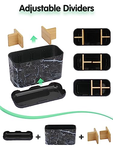 GFWARE Marble Toothbrush Holders, 5 Slots Bamboo Toothbrush and Toothpaste Holder for Bathroom Counter with Drainage, Kids Electric Toothbrush Organizer, Black Toothbrush Holders for Bathrooms - color: Marble-l