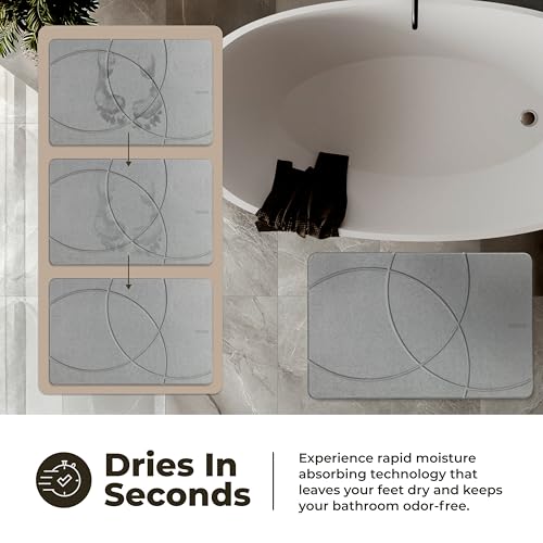 TOSORO - Stone Bath Mat Diatomaceous Earth Shower Mat Non-Slip Super Absorbent Diatomite Stone Bath Mats for Bathroom Floor Quick Drying Natural Easy to Clean (23.5 x 15) - Graphite - color: Enso Graphite, size: Pack of 1