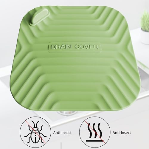Shower Drain Cover Tub Stopper,2 Pieces Sewer Anti-Odor Mat Deodorizing Drain Plugs for Kitchen,Bathroom and Laundry(5.9x5.9 inch) Green - color: Green/2-piece Set