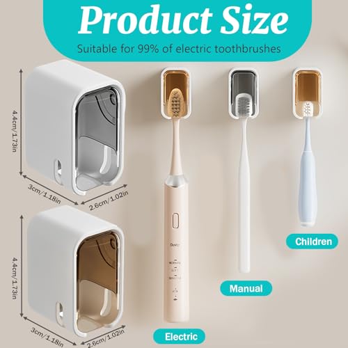 2 Pack Toothbrush Holders for Bathroom, Self Adhesive Wall Mounted Toothbrush Holder with Cover, Single Toothbrush Dispenser Storage Organizer for Family, Travel, Waterproof and Dustproof (Brown) - color: Brown