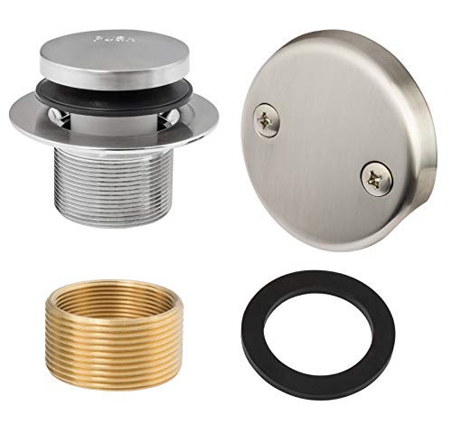 Artiwell Tip-Toe Tub Trim Set with Two-Hole Overflow Faceplate, Replacement Bath Drain Trim Kit with 2-Hole Overflow Faceplate and Universal Fine/Coarse Thread (Brushed Nickel) - color: Brushed Nickel