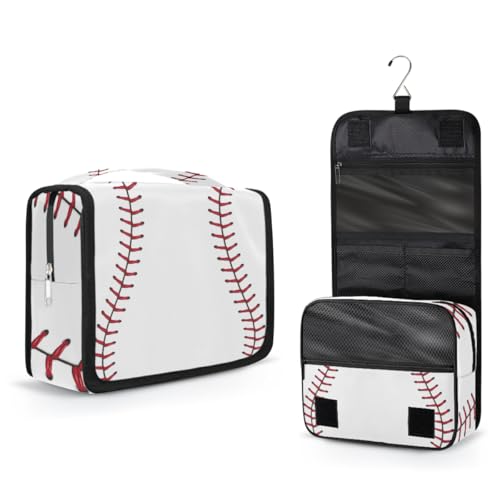 Travel Hanging Toiletry Bag for Women Men Baseball Cosmetic Bag Waterproof Makeup Organizer for Accessories, Shampoo, Full Sized Container, Toiletries for Bathroom Shower - color: A-001
