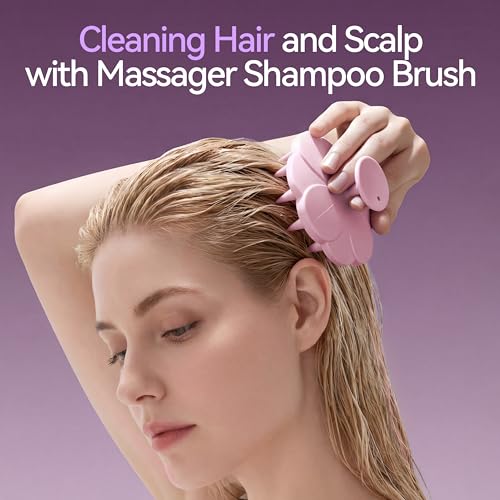Creative Art Scalp Massager Shampoo Brush, Scalp Scrubber for Hair Growth & Dandruff Removal, Hair Scalp Brush with Soft Bristles Nail Protection, Hand Massager for Wet Dry Hair Care with Hang Loop