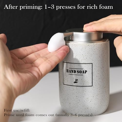 Gray Foaming Soap Dispenser Set,2 Pcs Foam Soap Dispenser for Bathroom&Kitchen,12oz Foaming Dispenser Set with Pump for Hand Wash,Dish Soap(Ceramic) - color: Light Gray