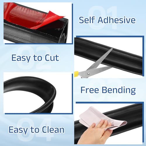 uxcell Flexible Shower Water Barrier, 39" TPE Shower Edge Water Stopper Blocker Splash Guard for Bathtub Sink Washing Machine Dry and Wet Separation, 0.79"W x 1.18"H, Black - color: Black, size: 39"L x 0.79"W x 1.18"H