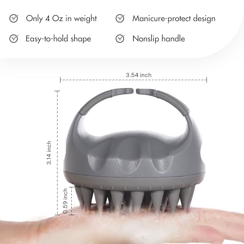 Hair Scalp Massager with Gift Set, Scalp Scrubber for Hair Growth & Dandruff Removal, Shampoo Brush with Soft Silicone Bristles - color: Gray
