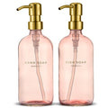 MaisoNovo Soap Dispenser 2-Piece Set | 16.9oz Pink Bottles with Gold Stainless Steel Pump Core - color: Pink/Gold