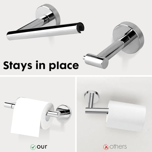 Polished Chrome Toilet Paper Holder Set, Stainless Steel Towel Ring, Double Post Pivoting Toilet Paper Holder and Hand Towel Holder Set for Bathroom, Bathroom Hardware Accessories Set Silver - color: Chrome