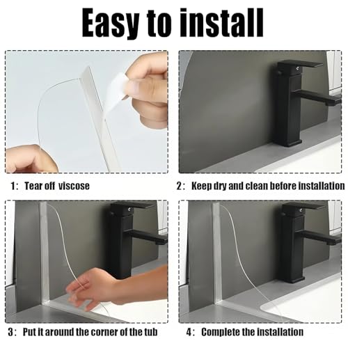 2 Pcs Bathtub Water Guards, Removable Shower Splash Guard for Tub with Fine-Adjustment Angle, Acrylic Water Blocker for Bathroom, Kitchen Sink, Keeps Water in Shower
