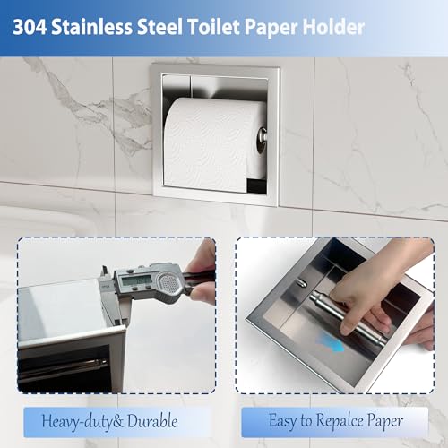 Neodrain Gold Recessed Toilet Paper Holder, 304 Stainless Steel Built-in Tissue Paper Roll Holder, Roll Paper Holder for Bathroom Wall - color: Gold, size: 6X6In