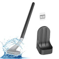 Toilet Brush, Long Handle Golf Toilet Brush with Holder 360° Deep Cleaning Flexible Silicone Toilet Cleaner Brush Wall Mounted for Bathroom (Black) - color: Black