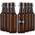26 oz 8 Pack Amber Glass Beer Bottles with Airtight Rubber Seal Flip Caps,Swing Top Glass Bottles for Home Brewing, Kombucha, Beverages, Oil, Vinegar, Vanilla Extract,Water, Soda, Kefir - size: 750ml 8pack