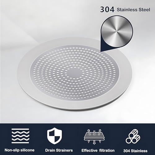 Shower Drain Hair Catcher 3.5 inch Small, Bathroom Sink Hair Stopper Sink Drain Cover Fliter Weighted Stainless and Silicone Shield (3.5 in)