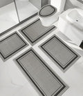 chakme 5 Piece Bathroom Rug Sets, Ultra Thin Bath Mat,Absorbent Non Slip, Durable,Geometric Pattern, Dark Grey, 17" x 24"/17" x 30"/17" x 59" - color: Dark Grey, size: 5-Piece (17" x 24" / 17" x 30" / 17" x 59")