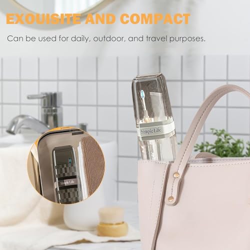 Clear Portable Covered Travel Toothbrush Holder Case Carrier | Clear white portable covered toothbrush travel case carrier, storage for camping, bathroom, school and business trips - color: Clear
